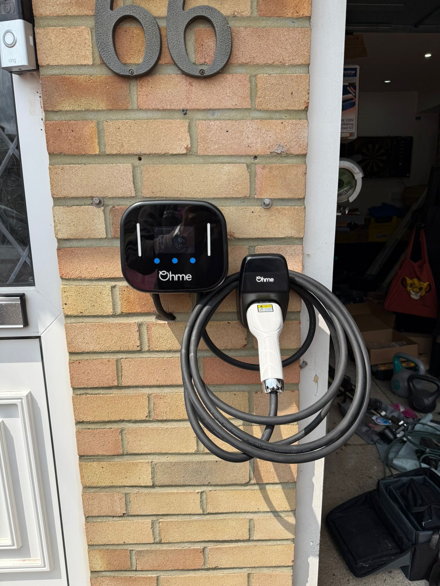 EV Charger Mounted on Garage Wall